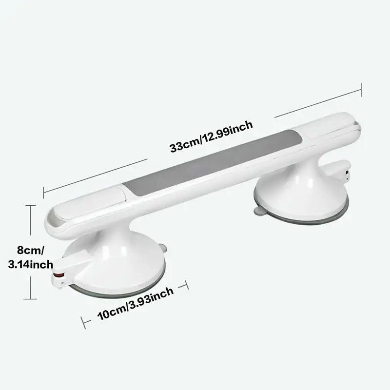 Drill-free Suction Cup Safety Grab Bar – Dual Suction Cup Vacuum Adsorption, Load Capacity 120kg, Red and Green Indicator Light for Visual Safety, Anti-slip Handle for Multi-scenario Use
