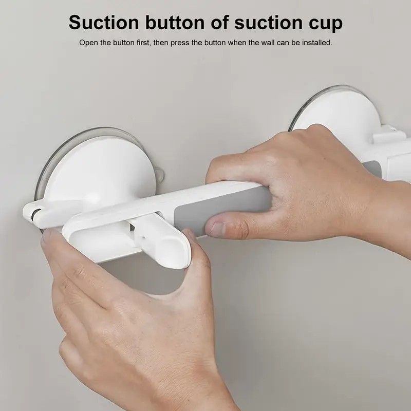 Drill-free Suction Cup Safety Grab Bar – Dual Suction Cup Vacuum Adsorption, Load Capacity 120kg, Red and Green Indicator Light for Visual Safety, Anti-slip Handle for Multi-scenario Use