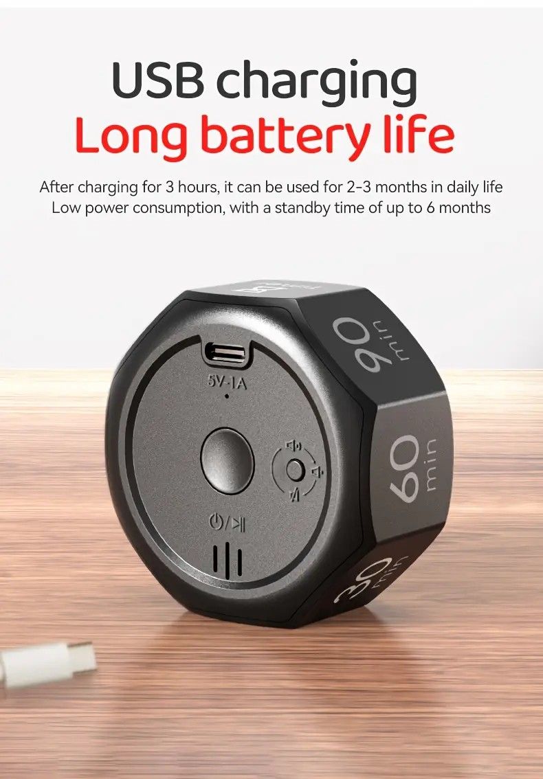 Flip to Start Timing, Efficiency Tool! 7 Presets + Visualized Progress, Gravity Sensor Timer, Universal for Study/Kitchen/Fitness/Baking（BLACK)