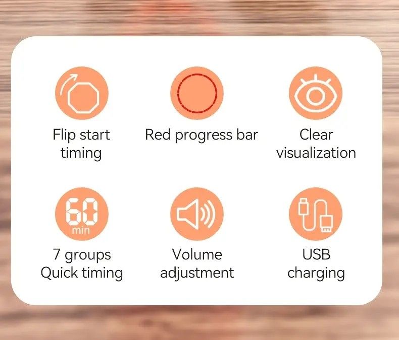 Flip to Start Timing, Efficiency Tool! 7 Presets + Visualized Progress, Gravity Sensor Timer, Universal for Study/Kitchen/Fitness/Baking（BLACK)