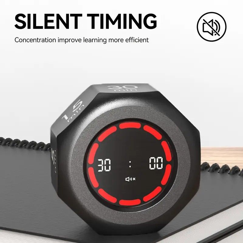 Flip to Start Timing, Efficiency Tool! 7 Presets + Visualized Progress, Gravity Sensor Timer, Universal for Study/Kitchen/Fitness/Baking(WHITE)