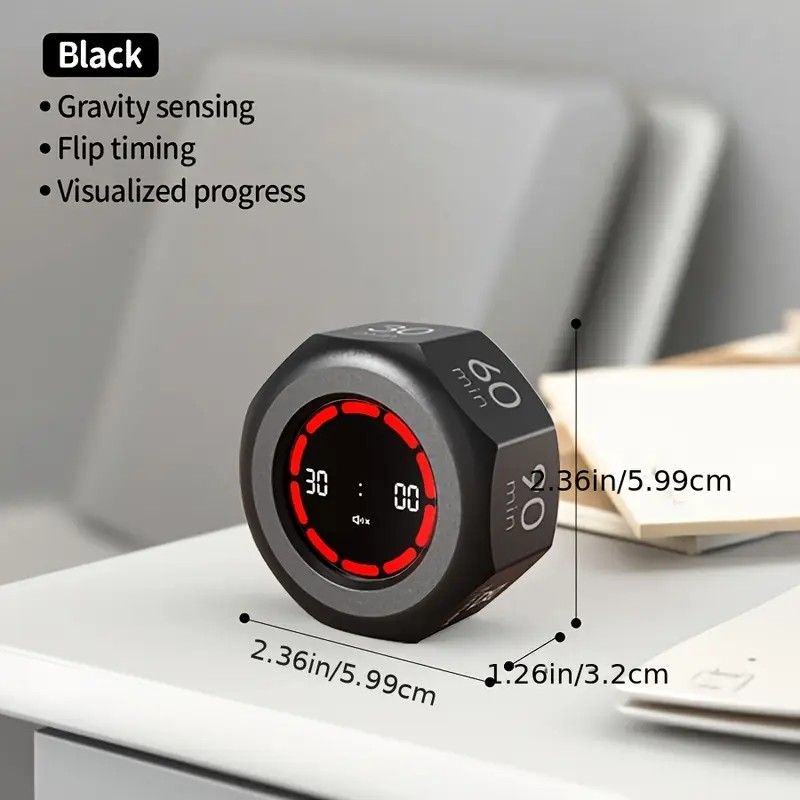 Flip to Start Timing, Efficiency Tool! 7 Presets + Visualized Progress, Gravity Sensor Timer, Universal for Study/Kitchen/Fitness/Baking(WHITE)
