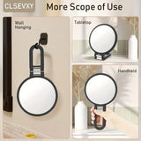 Double-sided Folding Makeup Mirror – 1X/50X Dual Magnification, 360° Rotatable and Foldable for Portability, Three Uses: Handheld, Desktop, Wall-mounted(black)