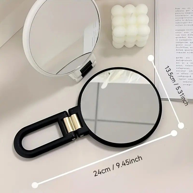 Double-sided Folding Makeup Mirror – 1X/50X Dual Magnification, 360° Rotatable and Foldable for Portability, Three Uses: Handheld, Desktop, Wall-mounted(GREEN)
