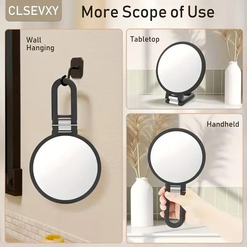 Double-sided Folding Makeup Mirror – 1X/50X Dual Magnification, 360° Rotatable and Foldable for Portability, Three Uses: Handheld, Desktop, Wall-mounted(GREEN)