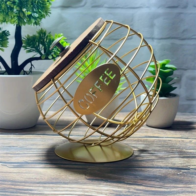 1pc Unique Coffee Capsule Basket Iron Coffee Pod Holder with Slanted Design for Home Bar and Cafe Display。black