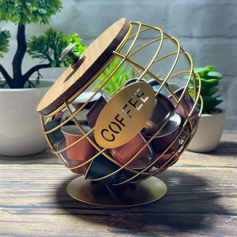 1pc Unique Coffee Capsule Basket Iron Coffee Pod Holder with Slanted Design for Home Bar and Cafe Display。black