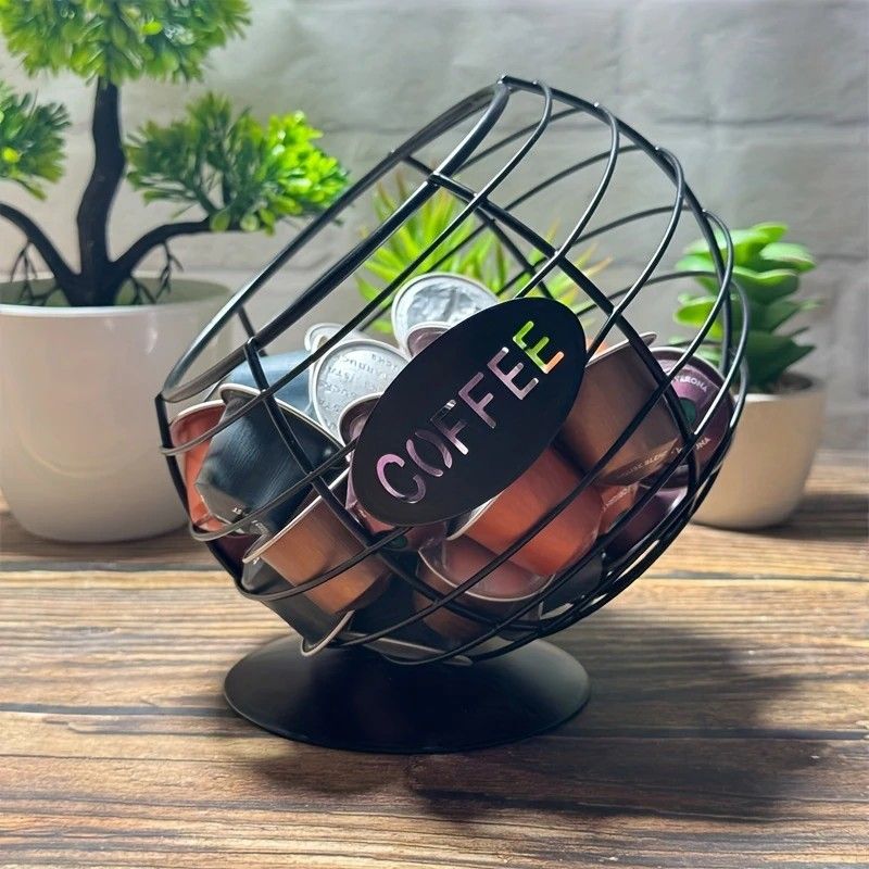 1pc Unique Coffee Capsule Basket Iron Coffee Pod Holder with Slanted Design for Home Bar and Cafe Display.golden
