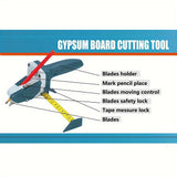 Professional Gypsum Board Cutter Kit with 5m Tape Measure & 5 Spare Blades Aluminum TPR Handle for Dust Free Drywall Foam KT Board Cutting Includes Pencil Ideal for DIY & Professional Use