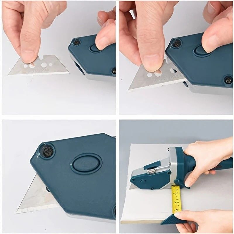 Professional Gypsum Board Cutter Kit with 5m Tape Measure & 5 Spare Blades Aluminum TPR Handle for Dust Free Drywall Foam KT Board Cutting Includes Pencil Ideal for DIY & Professional Use