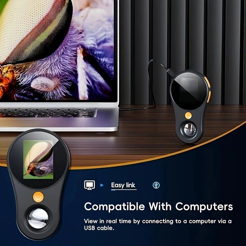 2 Inch 500X HD Portable Handheld Digital Microscope with Screen USB Connect to Computer for Plant Insect Repair Inspection.WHITE