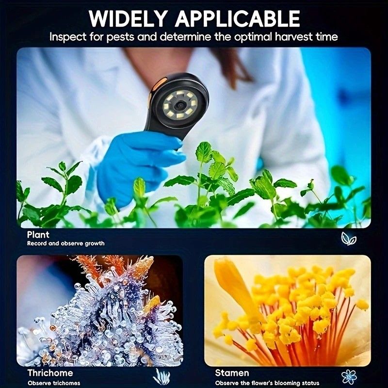 2 Inch 500X HD Portable Handheld Digital Microscope with Screen USB Connect to Computer for Plant Insect Repair Inspection.WHITE