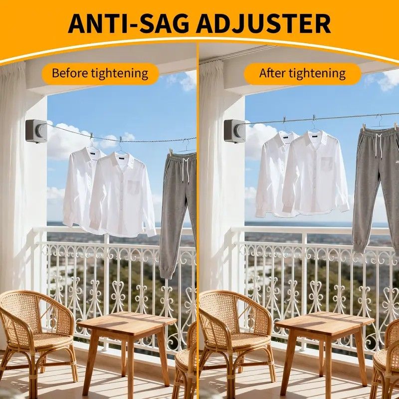 Retractable Invisible Clothesline | Freely Extends to 4.2 Meters, Holds Up to 40 Pounds, Suitable for Balcony Bathroom Outdoor Use, Essential for Small Spaces(black)