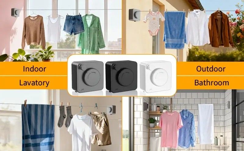Retractable Invisible Clothesline | Freely Extends to 4.2 Meters, Holds Up to 40 Pounds, Suitable for Balcony Bathroom Outdoor Use, Essential for Small Spaces(black)