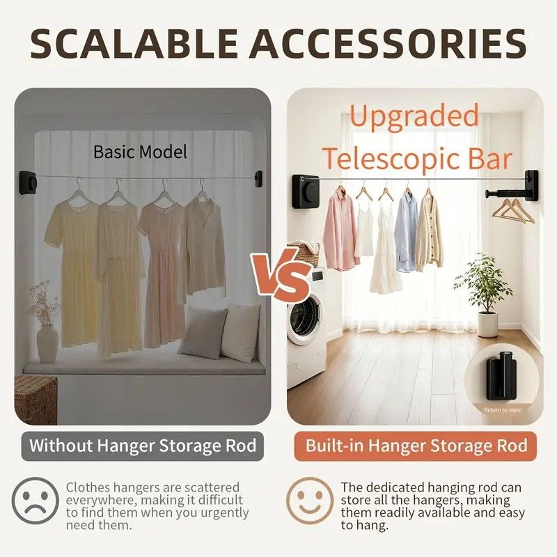 Retractable Invisible Clothesline | Freely Extends to 4.2 Meters, Holds Up to 40 Pounds, Suitable for Balcony Bathroom Outdoor Use, Essential for Small Spaces(black)
