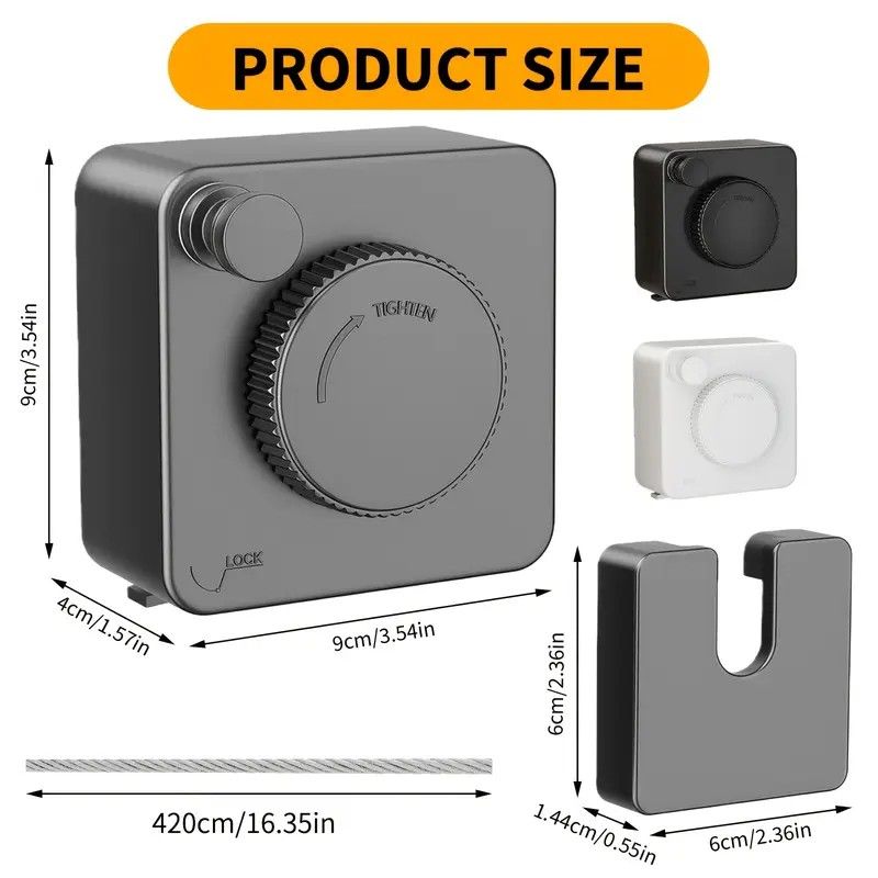 Retractable Invisible Clothesline | Freely Extends to 4.2 Meters, Holds Up to 40 Pounds, Suitable for Balcony Bathroom Outdoor Use, Essential for Small Spaces(black)