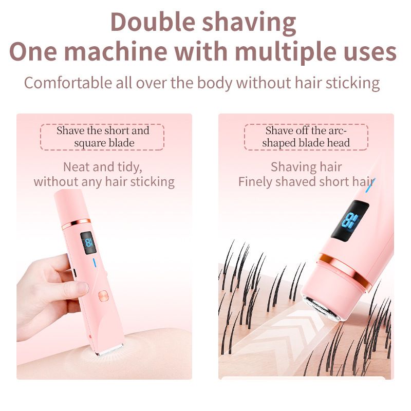 Women's Electric Dual Head Hair Remover – Double Ring Blade for Efficient Hair Removal, Fine Trimming Blade for Detailed Grooming, IPX7 Full Body Waterproof, Safe and Painless（pink)