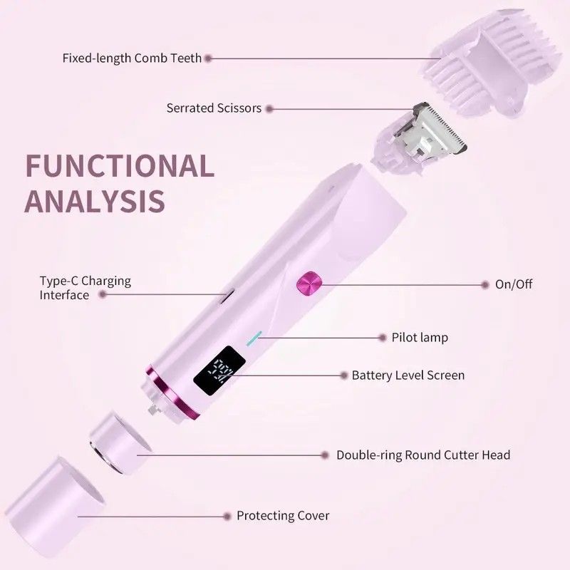 Women's Electric Dual Head Hair Remover – Double Ring Blade for Efficient Hair Removal, Fine Trimming Blade for Detailed Grooming, IPX7 Full Body Waterproof, Safe and Painless(BLUE)
