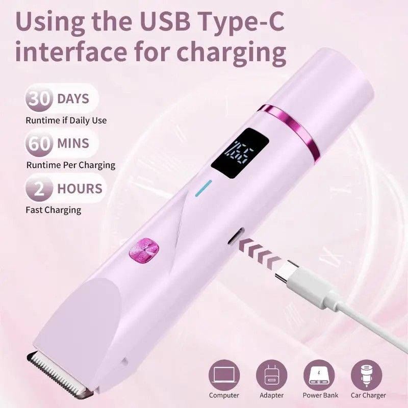 Women's Electric Dual Head Hair Remover – Double Ring Blade for Efficient Hair Removal, Fine Trimming Blade for Detailed Grooming, IPX7 Full Body Waterproof, Safe and Painless(purple)