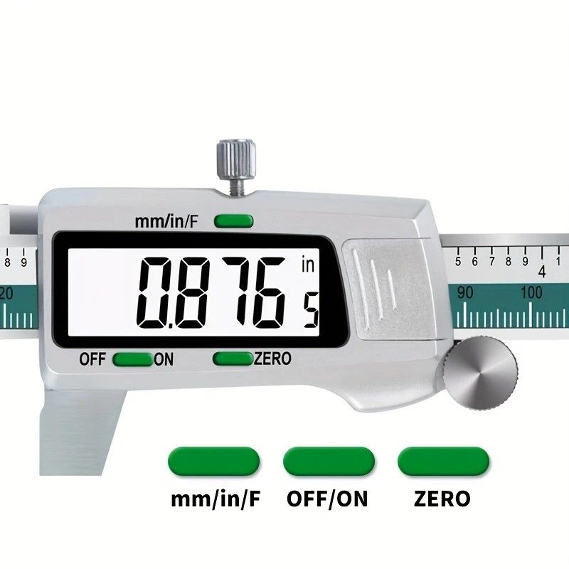 Stainless Steel Digital Caliper 150mm 6 Inch LCD Three Mode Metric Imperial Fractional One Touch Switch with Protective Case for Machinery DIY Precise Measurement