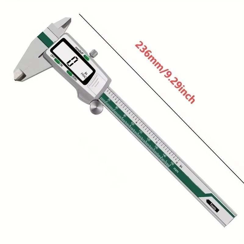 Stainless Steel Digital Caliper 150mm 6 Inch LCD Three Mode Metric Imperial Fractional One Touch Switch with Protective Case for Machinery DIY Precise Measurement