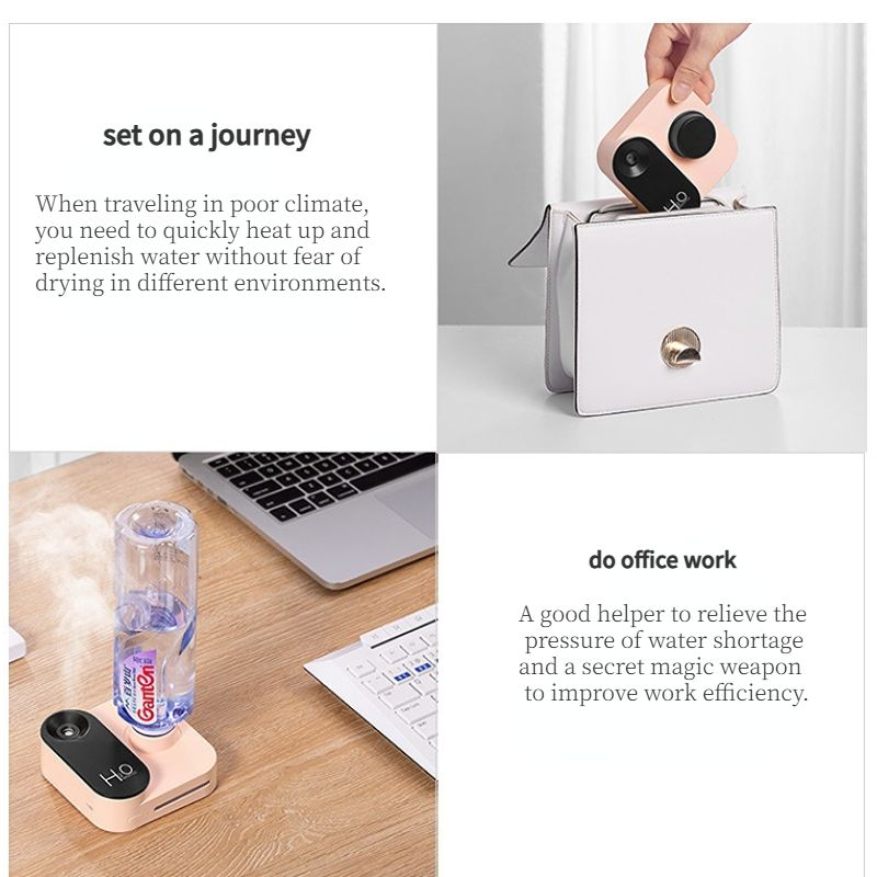 Winter Dryness Savior! Portable Humidifier Goes Viral, Your On-the-Go Hydration Essential for Business Trips and Office(pink)