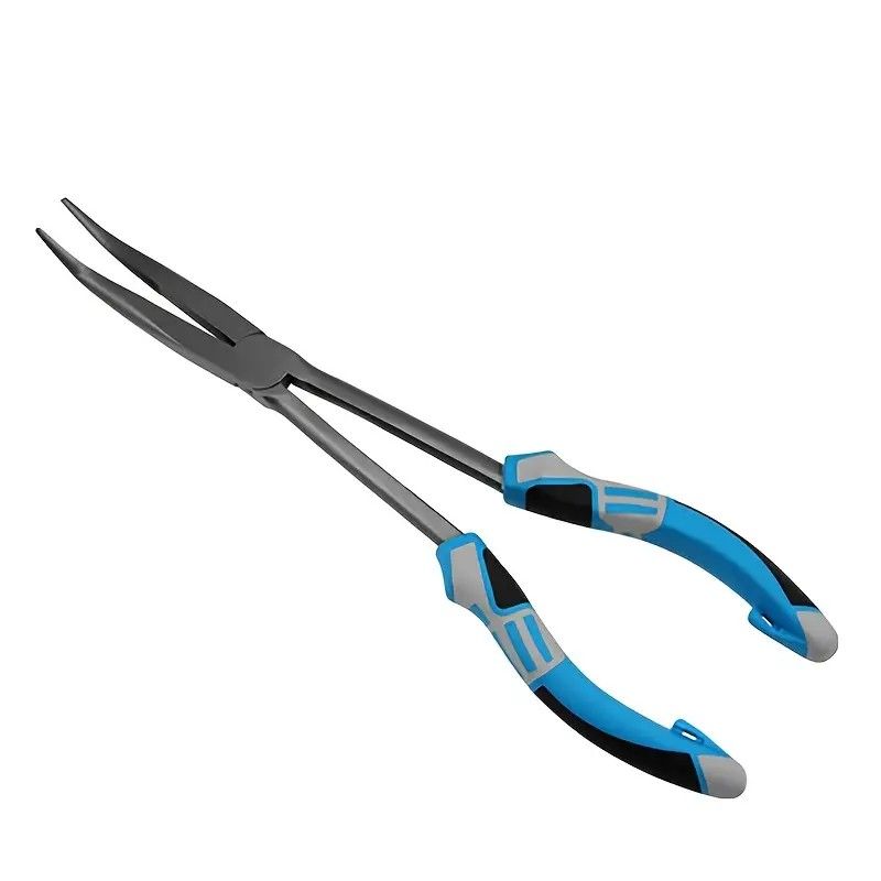 Multi-functional Fishing Pliers - Long Nose, Rust-proof & Anti-slip, Easy Hook Removal & Fish Control(Blue bending pliers）
