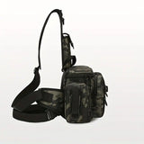 Camouflage Fishing Waist Bag – Large Capacity Multi-layer Partition, Side Pockets & Winding Strap for Full Loading, Breathable Shoulder Strap for Long-lasting Comfort（Green camouflage）