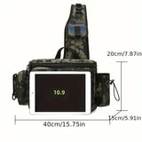 Camouflage Fishing Waist Bag – Large Capacity Multi-layer Partition, Side Pockets & Winding Strap for Full Loading, Breathable Shoulder Strap for Long-lasting Comfort（Green camouflage）