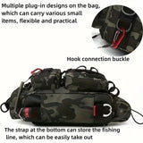 Camouflage Fishing Waist Bag – Large Capacity Multi-layer Partition, Side Pockets & Winding Strap for Full Loading, Breathable Shoulder Strap for Long-lasting Comfort（khaki）