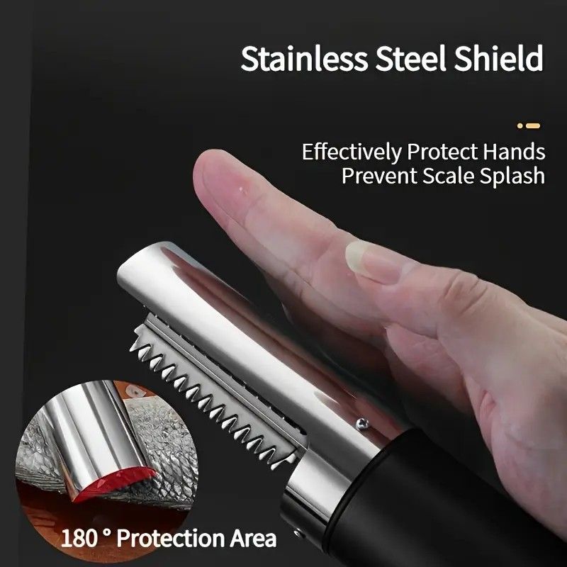 Electric Fish Scaler | Essential for Seafood Kitchens, Suitable for Both Home and Commercial Use, Efficient Descaling Without Splashing, Saves Time and Effort（black)
