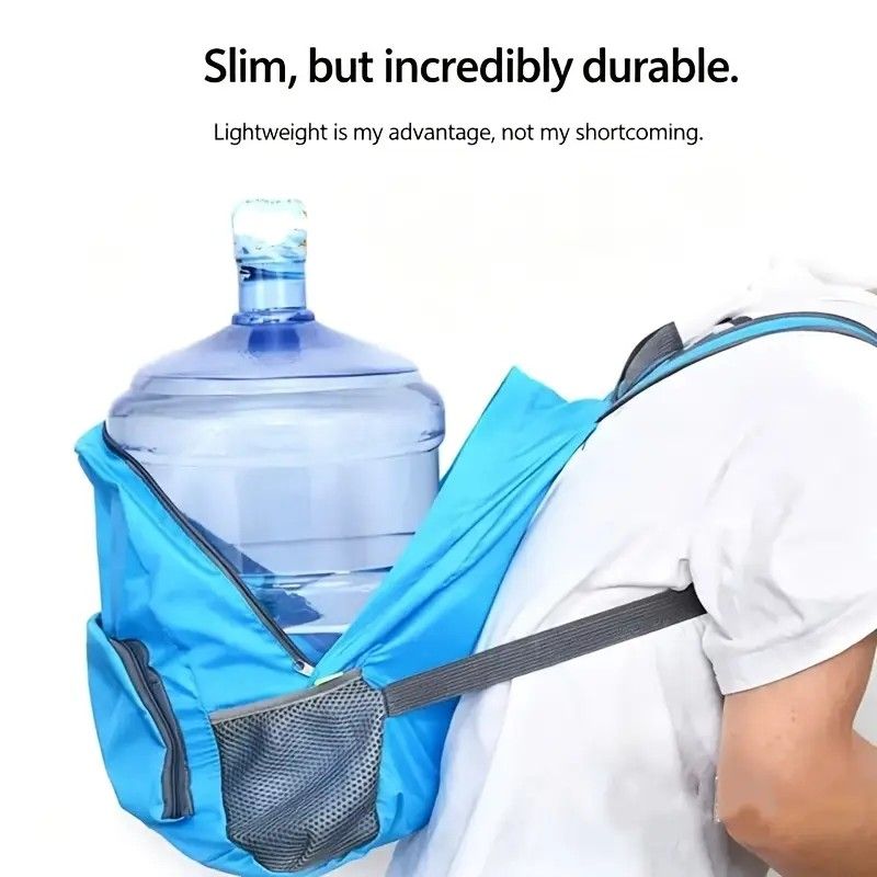 Foldable Nylon Backpack – Lightweight, Durable, and Strong Load Capacity, Four-Step Folding Transforms into a Handbag in Seconds, Multi-pocket Organization with Breathable Carrying(blue)
