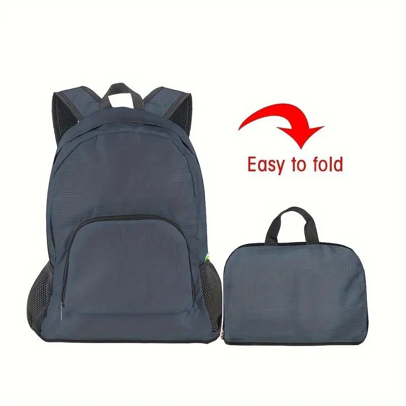 Foldable Nylon Backpack – Lightweight, Durable, and Strong Load Capacity, Four-Step Folding Transforms into a Handbag in Seconds, Multi-pocket Organization with Breathable Carrying(GREEN)