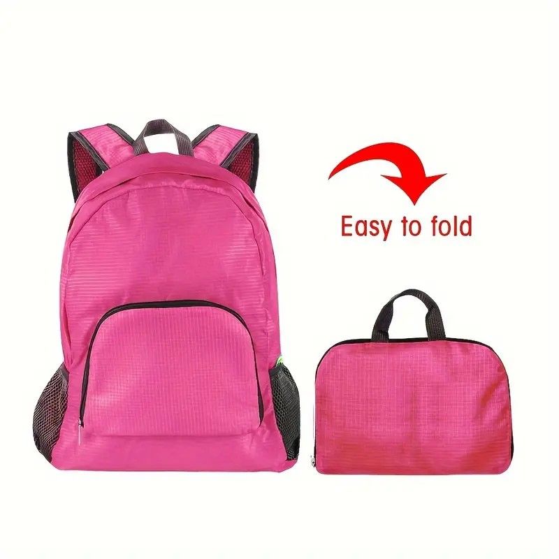 Foldable Nylon Backpack – Lightweight, Durable, and Strong Load Capacity, Four-Step Folding Transforms into a Handbag in Seconds, Multi-pocket Organization with Breathable Carrying(GREY)