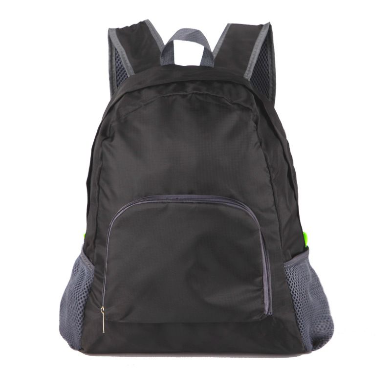 Foldable Nylon Backpack – Lightweight, Durable, and Strong Load Capacity, Four-Step Folding Transforms into a Handbag in Seconds, Multi-pocket Organization with Breathable Carrying(BLACK)