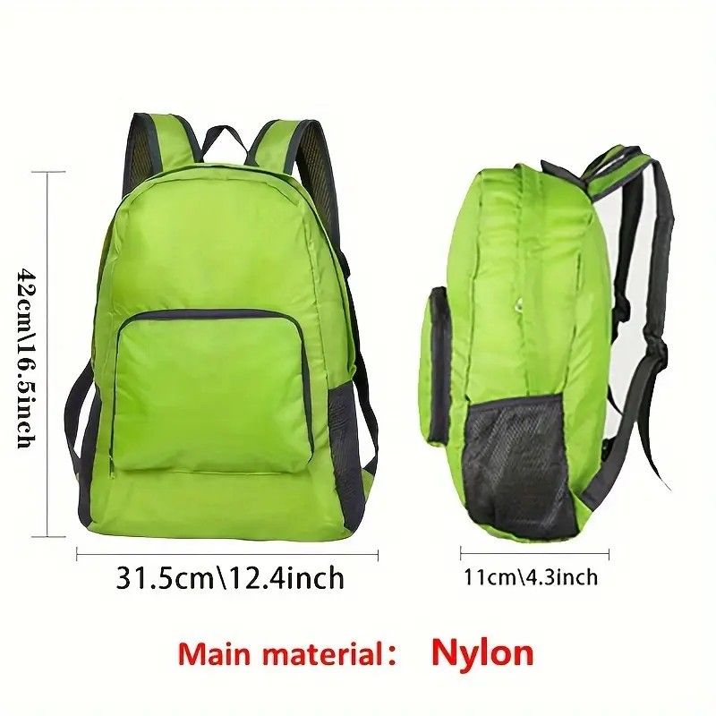 Foldable Nylon Backpack – Lightweight, Durable, and Strong Load Capacity, Four-Step Folding Transforms into a Handbag in Seconds, Multi-pocket Organization with Breathable Carrying(BLACK)