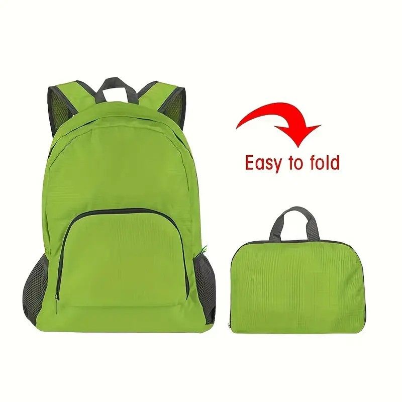 Foldable Nylon Backpack – Lightweight, Durable, and Strong Load Capacity, Four-Step Folding Transforms into a Handbag in Seconds, Multi-pocket Organization with Breathable Carrying(BLACK)