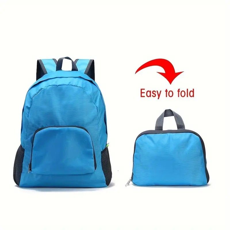Foldable Nylon Backpack – Lightweight, Durable, and Strong Load Capacity, Four-Step Folding Transforms into a Handbag in Seconds, Multi-pocket Organization with Breathable Carrying(BLACK)