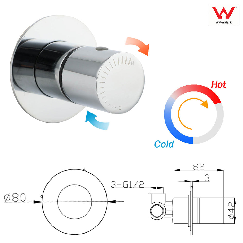 Shower Heads & Screens: Chrome Bath Control Shower Mixer Brass Round Wall Mounted Hot Cold Water Valve