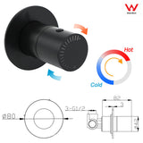 Shower Heads & Screens: Watermark Matt Black Round Bath Shower Mixer Hot Cold Tap Valve Turn No Handle