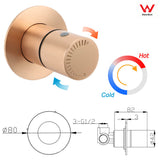 Shower Heads & Screens: Watermark Round Shower Mixer Brass Hot Cold Water Tap Valve Brushed Rose Gold