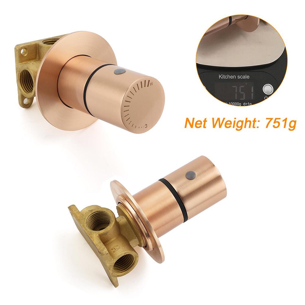 Shower Heads & Screens: Watermark Round Shower Mixer Brass Hot Cold Water Tap Valve Brushed Rose Gold