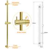 Shower Heads & Screens: Brushed Gold Brass 850mm Long Sliding Rail Bar Swivel Handheld Shower Holder Kit