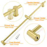 Shower Heads & Screens: Brushed Gold Brass 850mm Long Sliding Rail Bar Swivel Handheld Shower Holder Kit