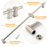 Shower Heads & Screens: Solid Brass Brushed Nickel Long Sliding Rail Bar Swivel Handheld Shower Holder