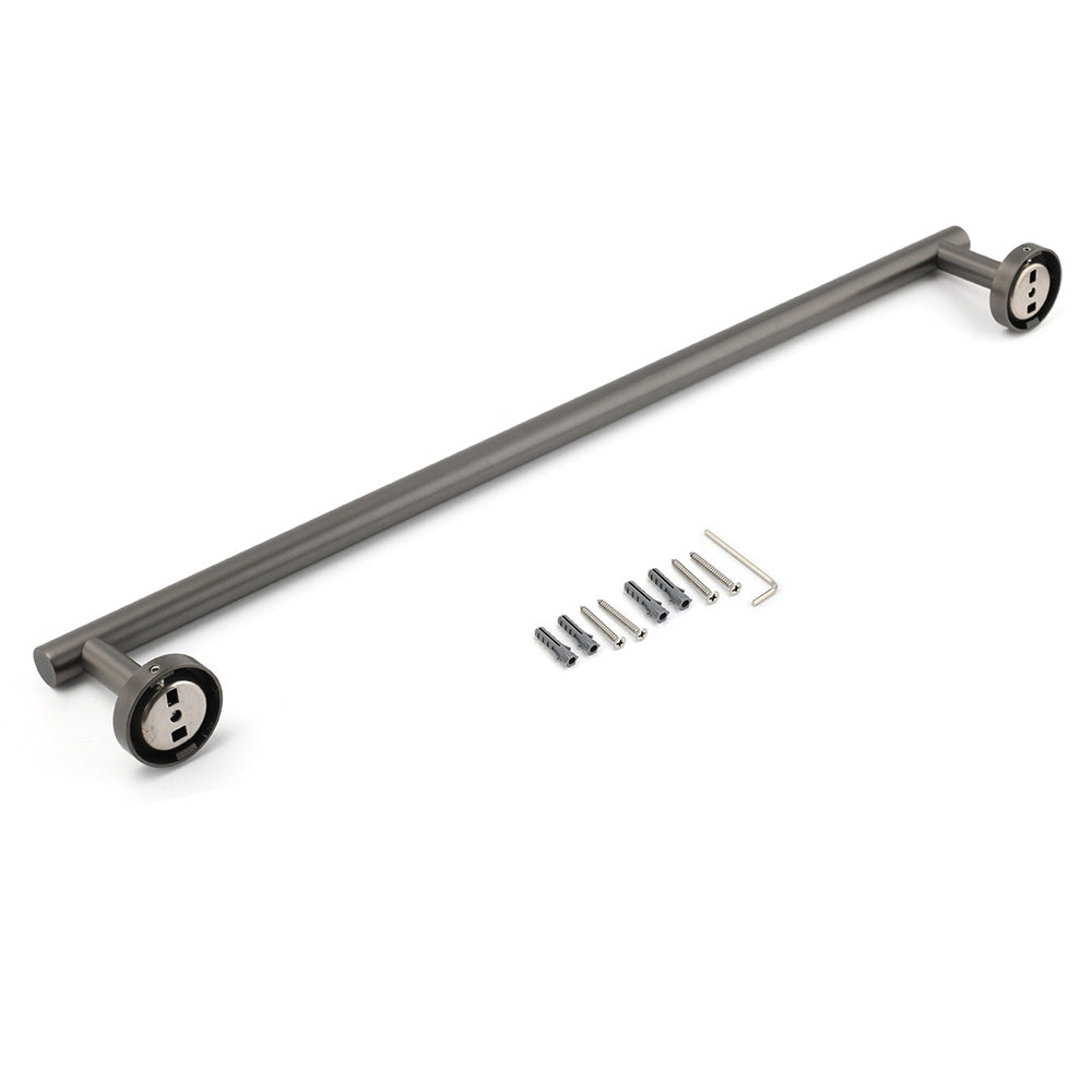 Shower Accessories: Gun Metal Stainless Steel 600mm Single Towel Rack Rail Holder Round Hanger Bar