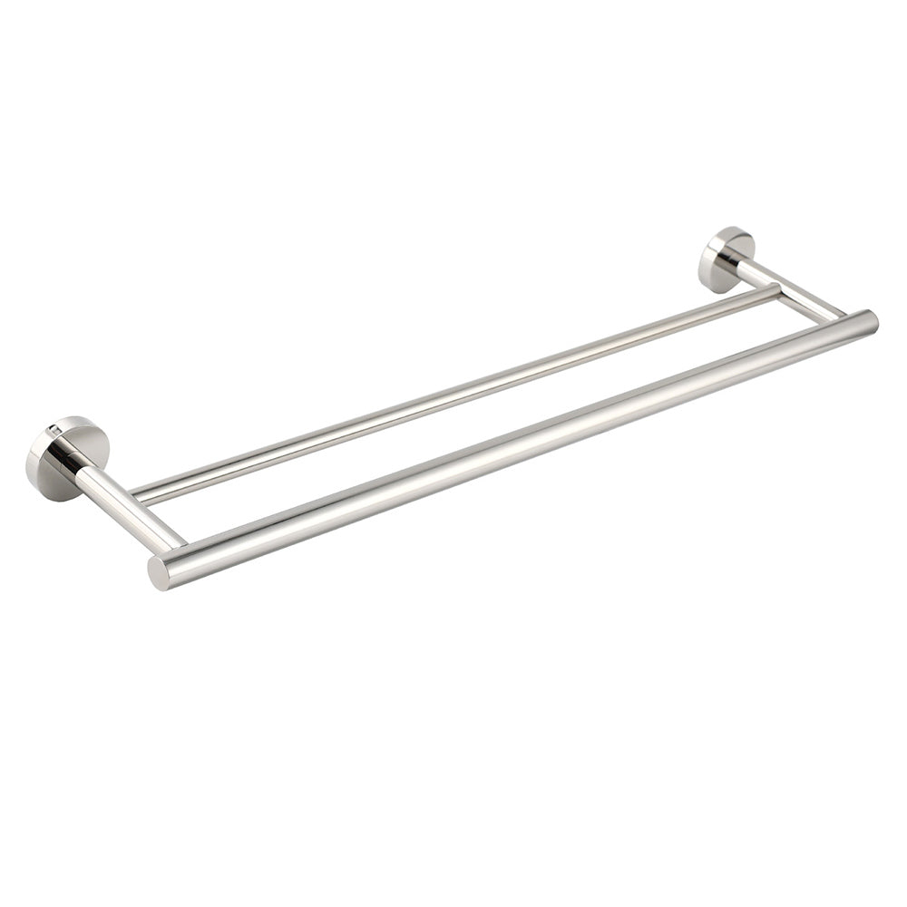 Polished Chrome 600mm Double Towel Rack Holder Stainless Steel Hanger Rail Kit