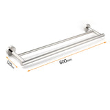 Shower Accessories: Polished Chrome 600mm Double Towel Rack Holder Stainless Steel Hanger Rail Kit