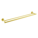Shower Accessories: Brushed Gold 600mm Long Double Towel Rack Rail Holder Bar Round Stainless Steel