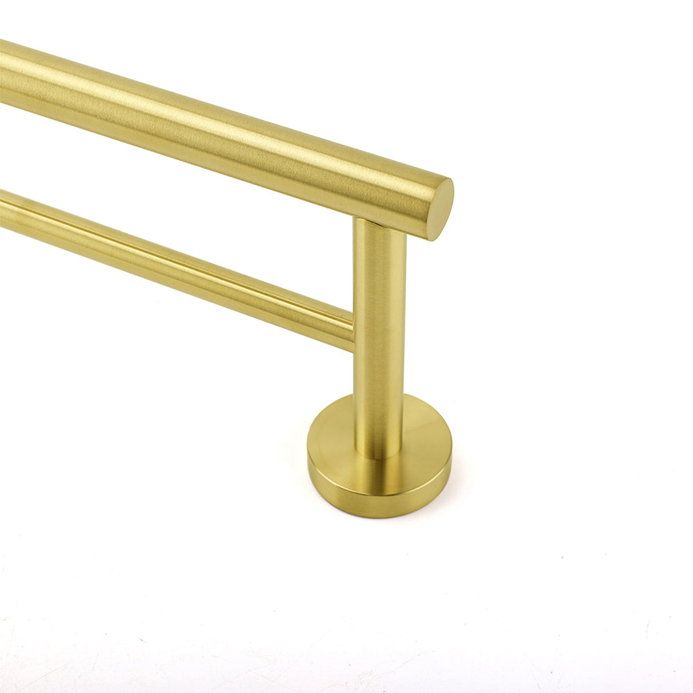 Shower Accessories: Brushed Gold 600mm Long Double Towel Rack Rail Holder Bar Round Stainless Steel